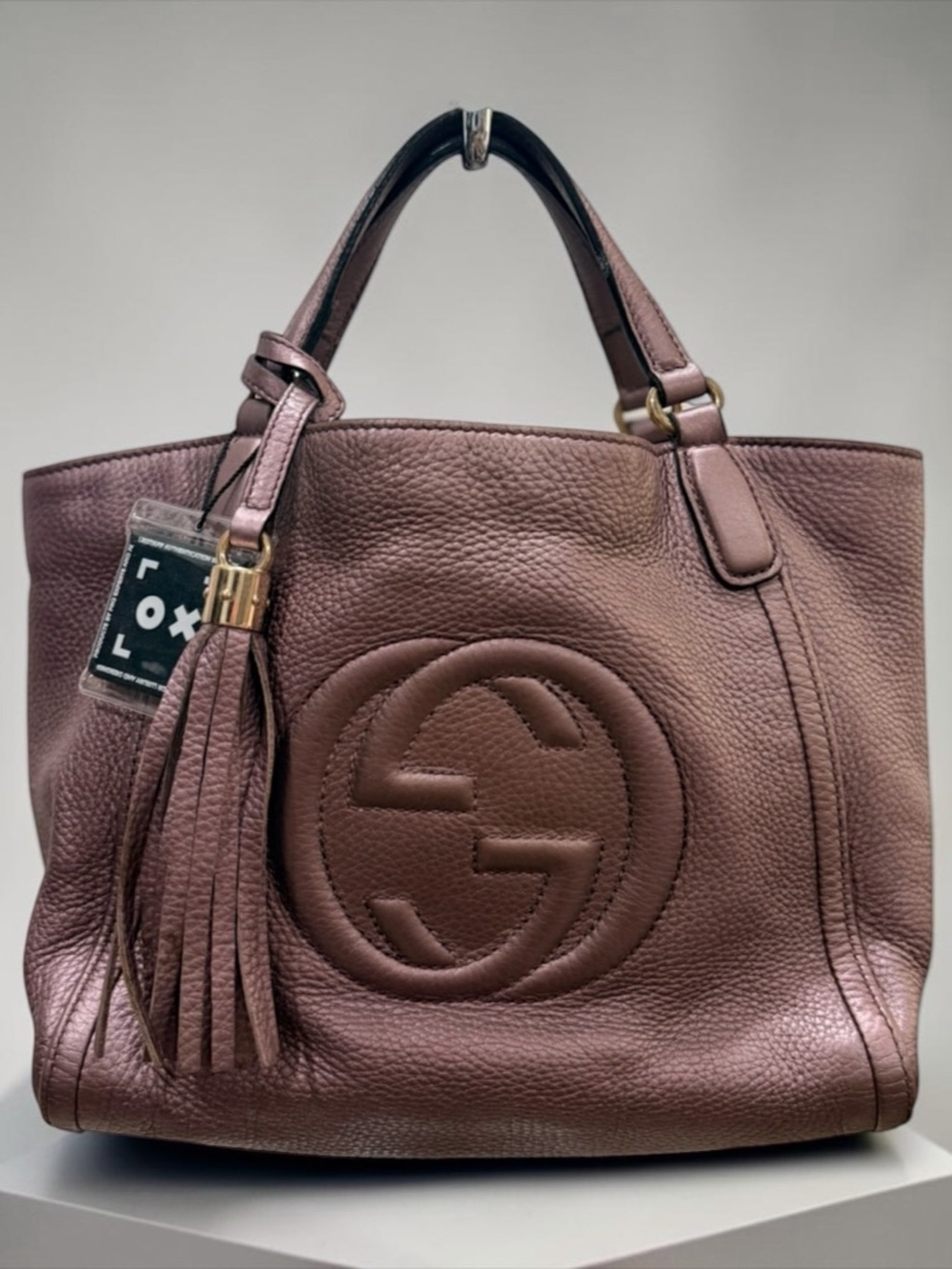 Gucci Soho Small Metallic Mauve Leather 2-Way Tote & Dust Bag